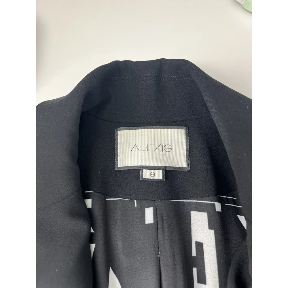 ALEXIS Zipper Blazer Small Black O Ring Structured Jacket Career Interview